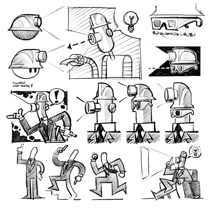 karakter illustratie vector robot gentleman Mr Mineur Lumiere schets 01
